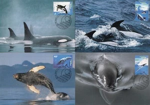 AAT Australian Antarctic Territory 1995 Whales and Dolphins Maxi Card Set of 4 - Picture 1 of 1