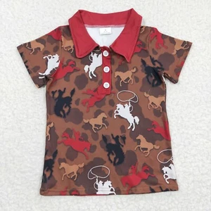 Toddler Baby Boys Rodeo Short Sleeve Polo Shirt Top - Picture 1 of 14