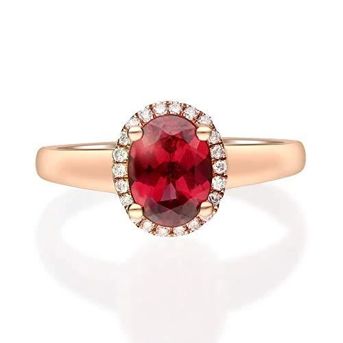 Gin and Grace Lacey 10K Rose Gold Oval-Cut Madagascar Rodholite Ring 1.47tcw 8 - Image 1 of 1