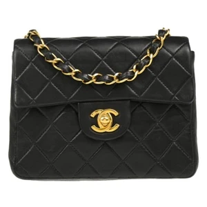 Chanel Black Lambskin Mini Classic Square Flap Shoulder Bag 17 184920 - Picture 1 of 11