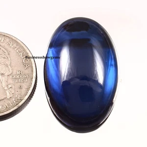AAA Synthetic Blue Sapphire Lab Created Smooth Oval Gemstone 4x6-16x22mm,1pcs - Picture 1 of 3