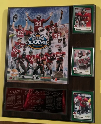Super Bowl 37 Champions--Tampa Bay Buccaneers Plaque Trio (Mike Alstott) Cover