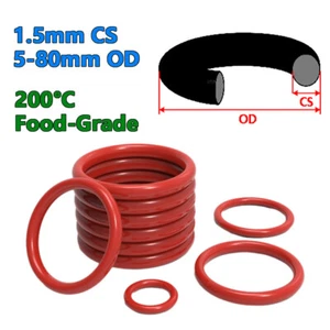 O-ring per uso alimentare 1,5 mm sezione trasversale O Ring VMQ anello di tenuta in silicone 5 mm-80 mm OD - Foto 1 di 10