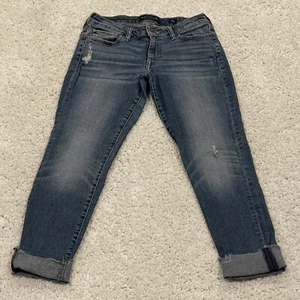Lucky Brand Dylan Boyfriend Jeans Size 2 / 26 Med Wash Whiskering Women's Denim - Picture 1 of 12