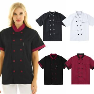 Unisex Chef Jacket Coat Chef Uniform Restaurant Kitchen Short Sleeve Cooker Tops