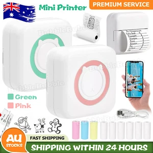 Mini Printer Thermal Photo Portable Wireless Pocket With 6 Rolls Paper Notes NEW - Picture 1 of 13