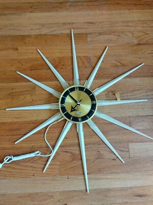 Reloj de Pared MCM Atomic Starburst Latón Cambridge Por Sessions & Sons Probado Nuevo de Lote Antiguo  Foto 1 de 4