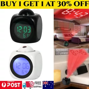 LED Projection Alarm Clock Digital LCD Display Voice Talking Weather Snooze USB - Picture 1 of 14