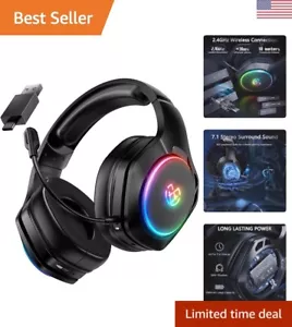 Wireless Gaming Headset - 2.4GHz Headphones with Detachable Mic - 30H+ Battery - Picture 1 of 9