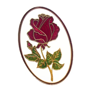 RARE Hallmark PIN/PENDANT Vintage CAMEO Little Gallery ROSE Cloisonne 1979  - Picture 1 of 4