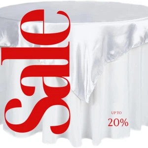 SATIN - WHITE -  Square Tablecloth Overlay - Square Tablecloth, 58" x 58" Cover - Picture 1 of 3