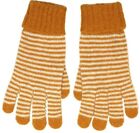 Mustard Gloves Ladies Yellow Cream Striped Knitted Wool Angora Blend Stripes