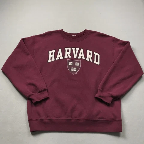Harvard Crimson Sweatshirt Mens Medium Red Maroon Crewneck Fleece Ivy NCAA Logo Cover