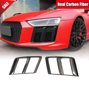 Für Audi R8 2016-18 Trocken Kohlefaser Vorne Stoßstange Lüftungsschlitze Einsätze Luftgrill Abdeckungen - Bild 1 von 11