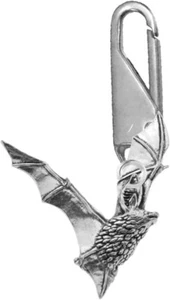 C19 Long Eared Bat charm on a SILVER SNAP Detachable Zipper Pulls for Bags Coats - Picture 1 of 4
