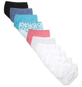 Women's Plus Size Cool Comfort Cotton Brief 10-Pack 13 Assorted - Picture 1 of 4