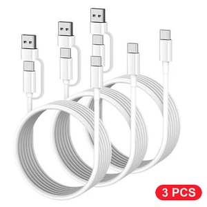 3 Pack 2in1 Ladekabel 1m USB A/C auf USB C Kabel 3A Schnelllade-und Datenkable - Picture 1 of 13