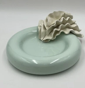 VINTAGE KEITH FORTLEY POTTERY ART SCULPTURE BOWL MCM FREE FORM FLOWER SIGNED - Picture 1 of 8
