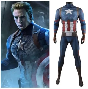 Captain America Avengers Endgame Jumpsuit Halloween Cosplay Costume Adult - Picture 1 of 12