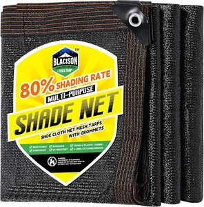 SCHWARZ 80 % SCHATTIERRATE 20'x20 UV BESTÄNDIG GARTEN OUTDOOR SONNENSCHUTZ TUCH NETZ NETZ - Bild 1 von 8