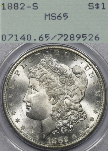 1882-S $1 PCGS MS65 Rattler OGH Morgan Silver Dollar Cover