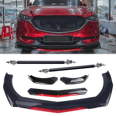 Front Bumper Lip Splitter Spoiler Glossy Black Red For Mazda 2 3 5 CX3 CX5 body Foto 1 de 4