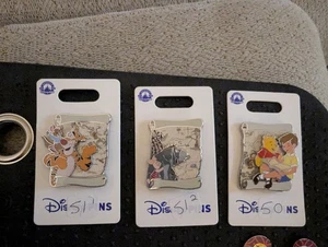 Disney Pins New on Card - Set Of 3 - Winnie the Pooh, Tigger, Eeyore  - Picture 1 of 1