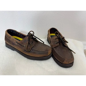Timberland Men’s 8.5M Genuine Leather Boat Shoes Brown Classic Deck Moc Toe - Picture 1 of 10