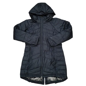 Columbia Omni Heat Puffer Chaqueta Mujer Grande Negra Larga Con Capucha Agujeros para los Pulgares Abrigo - Imagen 1 de 16