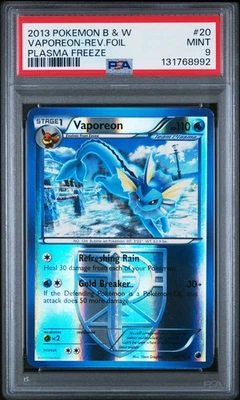 2013 POKEMON PLASMA FREEZE VAPOREON #20 REVERSE PSA 9 MINT #131768992 - Image 1 of 2