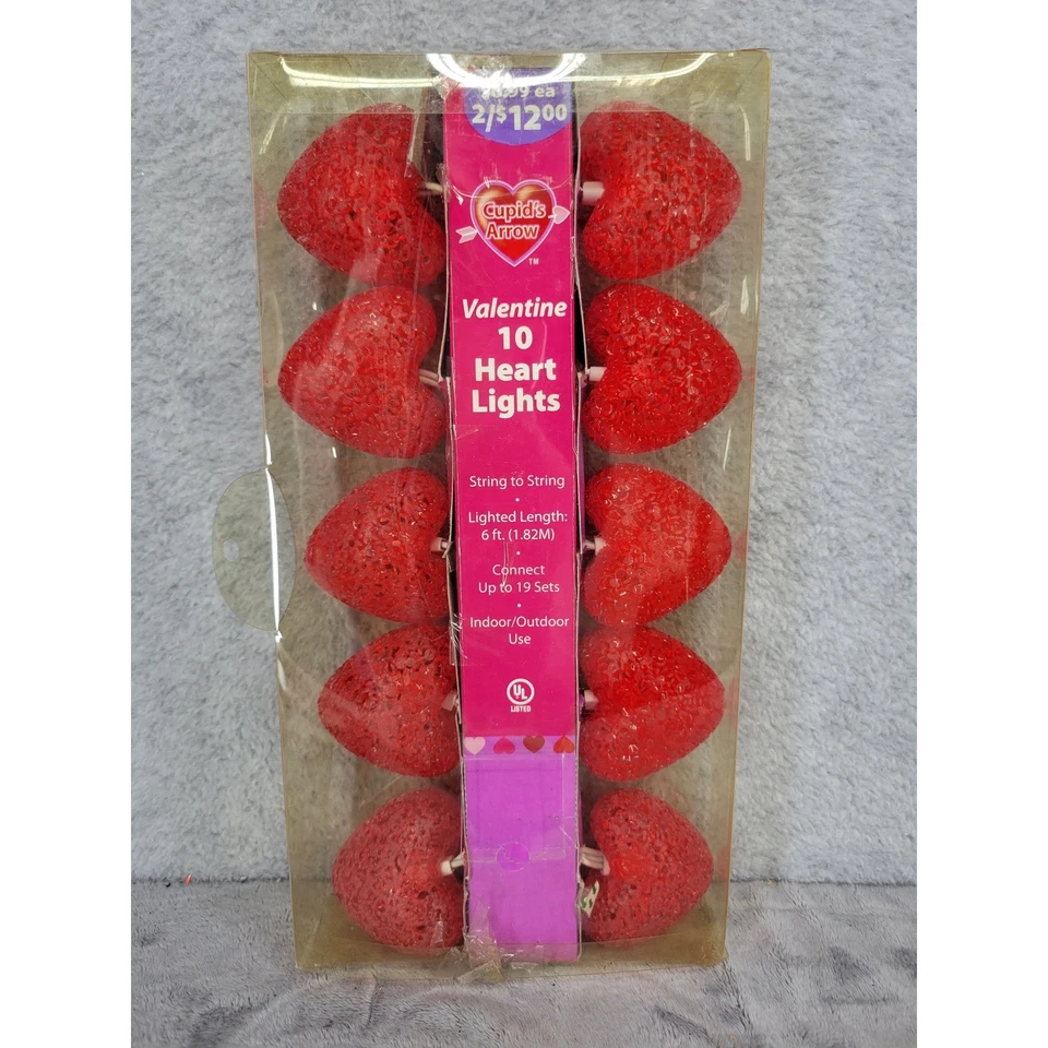 Cupidos Flecha San Valentín 10 Luces Corazón Cadena a Cuerda Uso Interior Exterior Foto 1 de 3