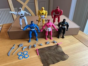 Paquete de figuras ninja de la película Power Rangers Mighty Morphin (equipo completo) + 9 acc en muy buena condición - Imagen 1 de 6
