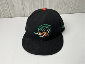 Down East Wood Ducks Hat Fitted Mens 7 Green Black MILB Baseball New Era 59FIFTY - Picture 1 of 9