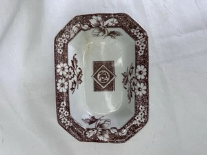 Antique Aesthetic Brown Transfer Square Bowl Kenilworth Alcock & Co England - Picture 1 of 10