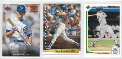 RYNE SANDBERG 3 张不同的 Upper Deck 卡套装。  芝加哥小熊队 **免费送货 — 第 1/2 张图片