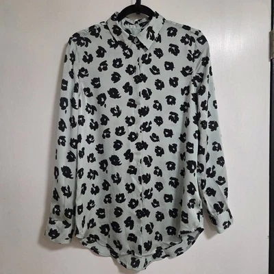 Blusa Equipment Mujer Mujer Verde Menta Abstracto Suave Satén Talla Pequeña Foto 1 de 4