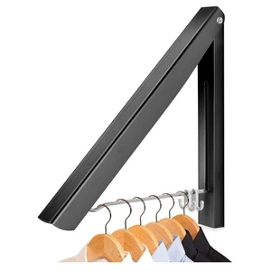 Wand Kleiderhaken Aluminium klappbar Platzsparend vielseitig Schwarz - Bild 1 von 9