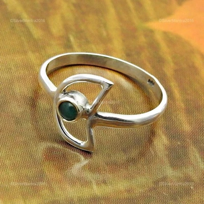 Verde Onix Piedra Preciosa 925 Sólido Plata de Moda Nuevo Luna Banda Boho Anillo - Imagen 1 de 4