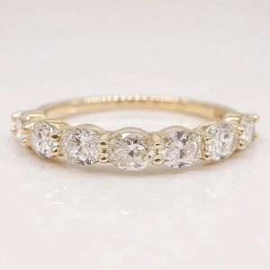 1.05 TCW East-West Oval Band-Moissanite Wedding Band-Bridal Band-Half Eternity - Picture 1 of 9