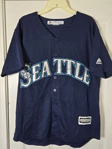 Majestic Seattle Mariners Ichiro Suzuki Jersey Men Size Small Blue Sewn Stitched - Picture 1 of 6
