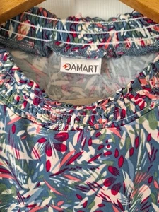 High Neck Stretch Jersey Blue Floral Print Top Size 14/16 Damart Viscose BNWT - Picture 1 of 10
