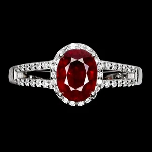 925 Sterling Silber Ring Oval Rubin 8x6 mm Natur Edelstein Schmuck Größe 7 - Bild 1 von 14