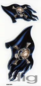SELTENE eingestellte PIRATENFLAGGEN Totenköpfe & gekreuzte Knochen 1 Streifen mit 2 Aufklebern/Aufklebern - Bild 1 von 1