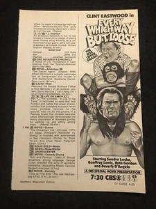 Pubblicità rivista film Clint Eastwood guida tv anni 80 in tutto tranne sciolta 0C24 - Foto 1 di 2