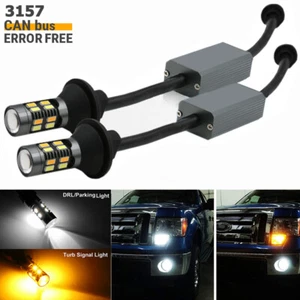 3157 3457 LED Turn Signal Lights White Amber No Hyper Flash Canbus Bulbs - Picture 1 of 11