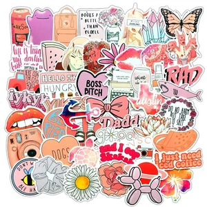 ⭐ 49 Stück Rosa Aufkleber Pink Sticker für Mädchen Stickerbomb - Aufkleber - Picture 1 of 5