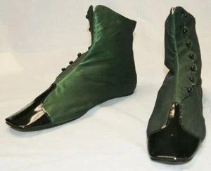 1850-1860 Lady's Emerald Silk Side Buttoning Ladies boot - Picture 1 of 5