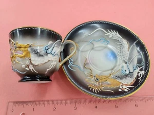 Vintage Dragon Black Cup and Saucer - Afbeelding 1 van 2
