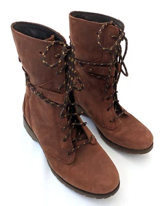 Teva Boots Womens UK 3 Brown Leather Waterproof Lace Up Cowboy Western Mid Calf - Picture 1 of 12