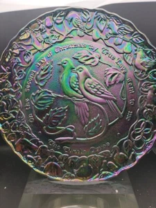 1973 IMPERIAL CARNIVAL GLASS 12 DAYS OF CHRISTMAS PLATE TWO TURTLE DOVES N.O.S. - Picture 1 of 8